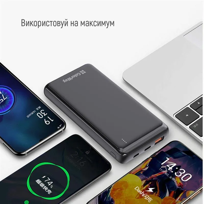 Універсальна мобільна батарея ColorWay Slim PD 10000mAh Black (CW-PB100LPG3BK-PD) - мініатюра 9