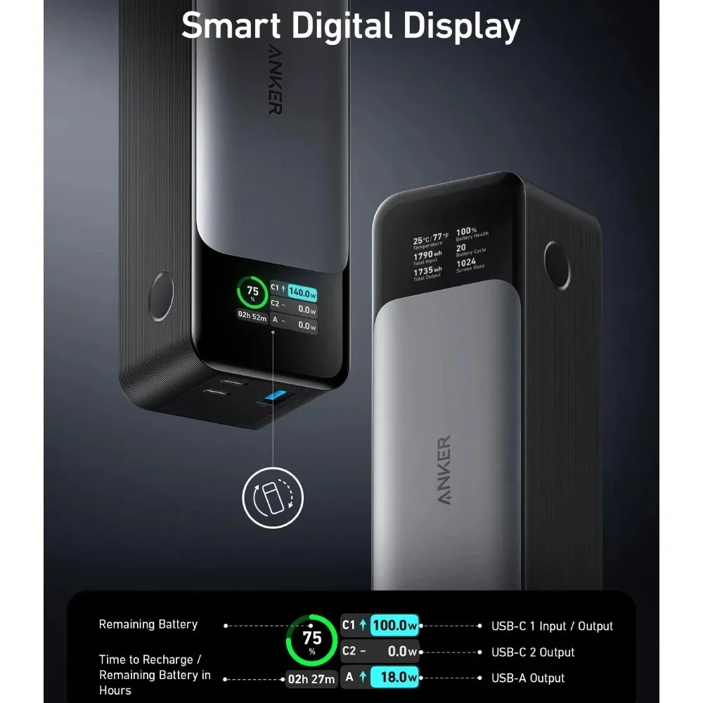 Універсальна мобільна батарея Anker PowerCore 737 GaNPrime 24000 mAh 140W Black (A1289011) - мініатюра 11
