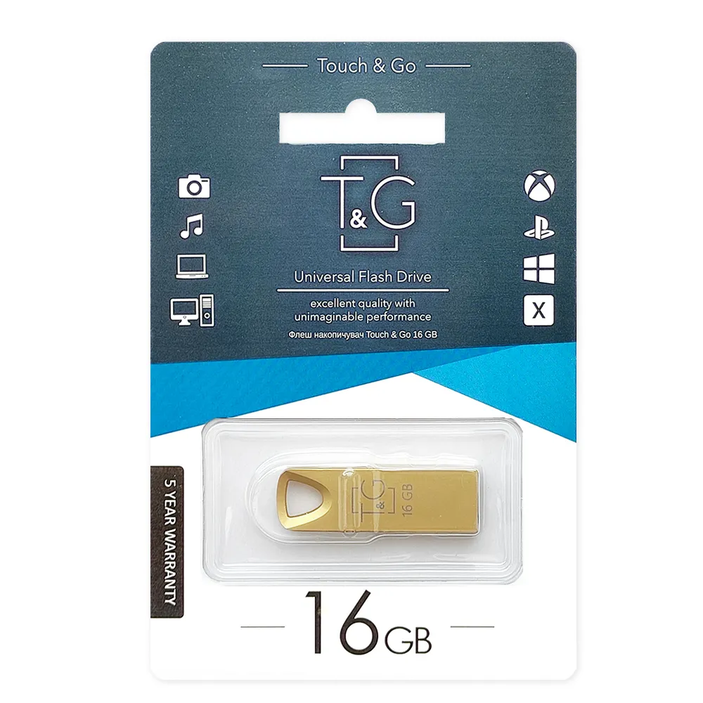 Флеш-накопичувач USB 16GB T&G 117 Metal Series Gold (TG117GD-16G) - мініатюра 2