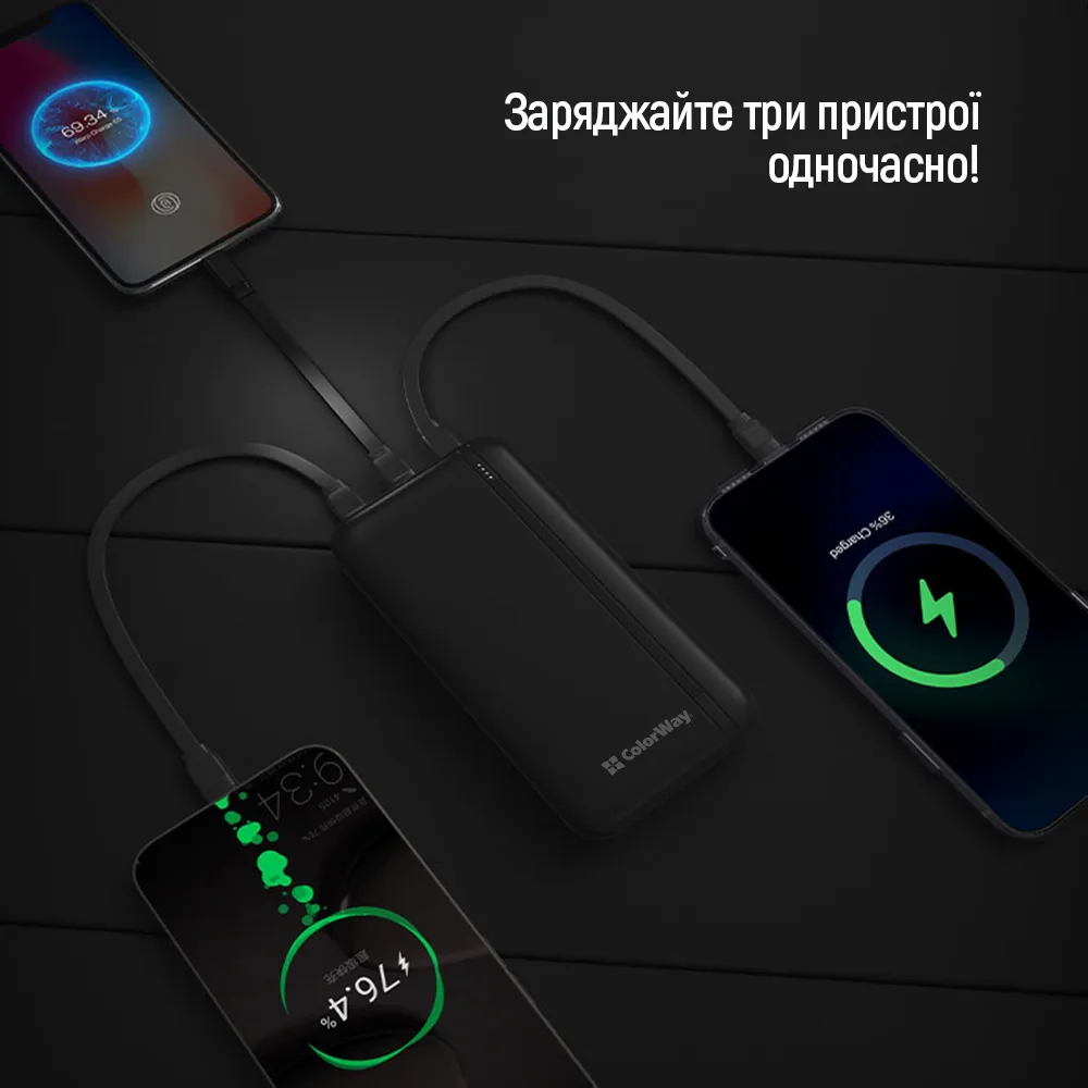 Універсальна мобільна батарея ColorWay Portable Charger 20000mAh Black (CW-PB200LPB4BK-PD) - мініатюра 14