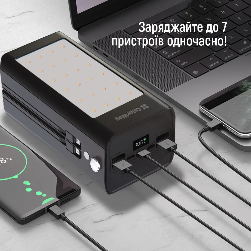 Універсальна мобільна батарея ColorWay LCD/Lamp 80000mAh Black (CW-PB800LPA8BK-PDD) - мініатюра 14