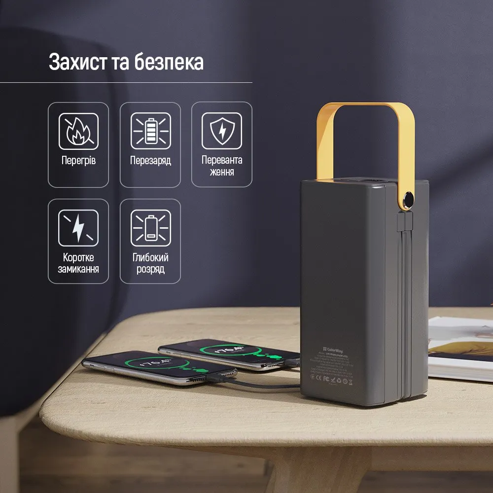 Універсальна мобільна батарея ColorWay LCD/Lamp 80000mAh Black (CW-PB800LPA8BK-PDD) - мініатюра 17