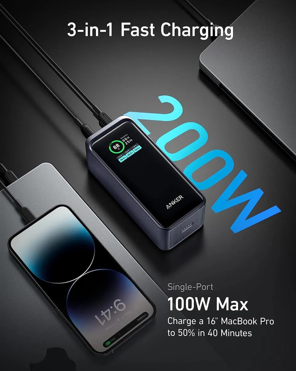 Універсальна мобільна батарея Anker Prime 20000mAh 200W Black (A1336011) - мініатюра 10