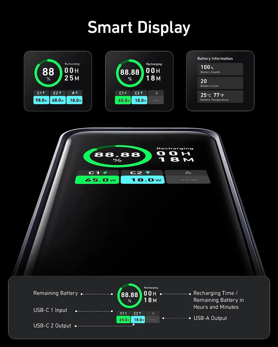 Універсальна мобільна батарея Anker Prime 20000mAh 200W Black (A1336011) - мініатюра 11