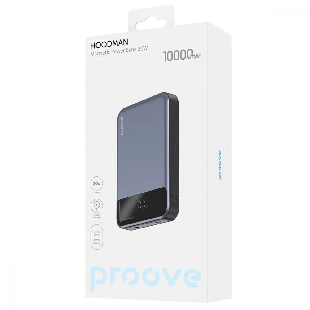 Універсальна мобільна батарея Proove Hoodman Magnetic 20W 10000mAh Black (PBH120010001) - мініатюра 2