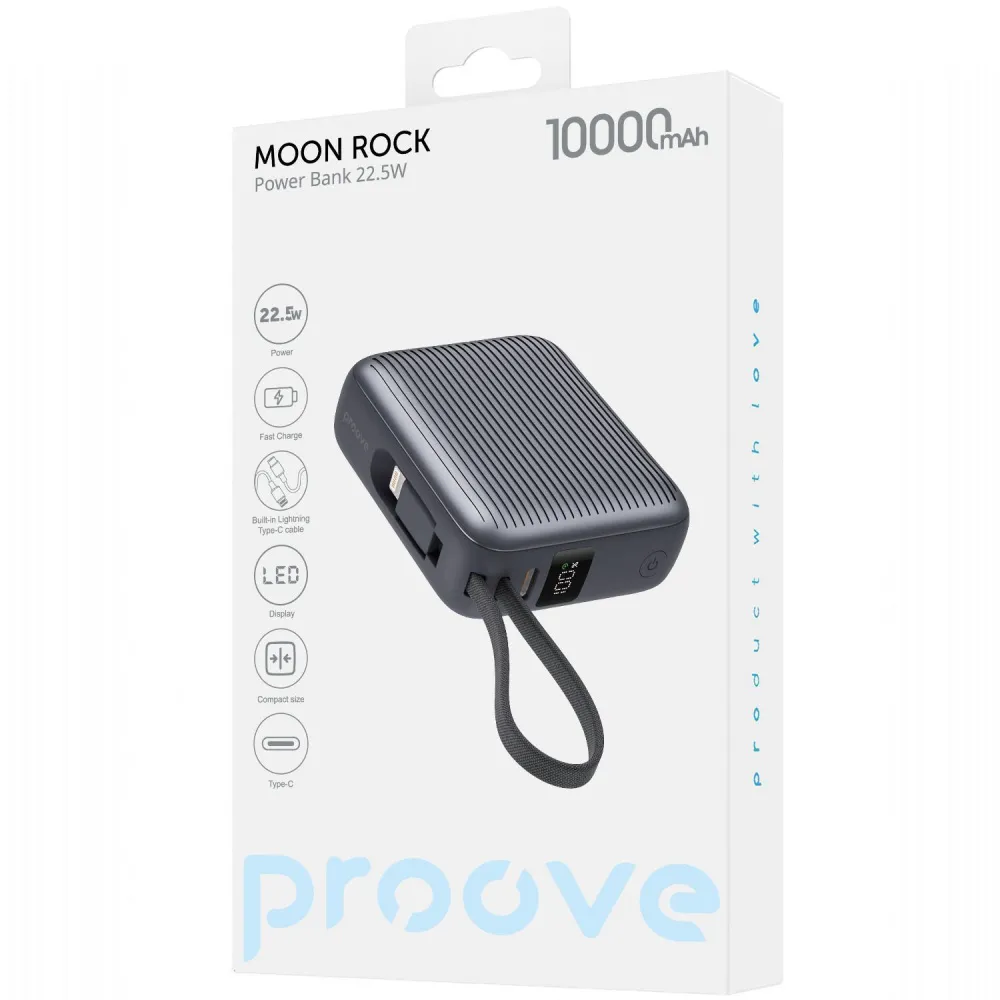 Універсальна мобільна батарея Proove Moon Rock 22.5W 10000mAh Gray (PBM122012105) - мініатюра 2