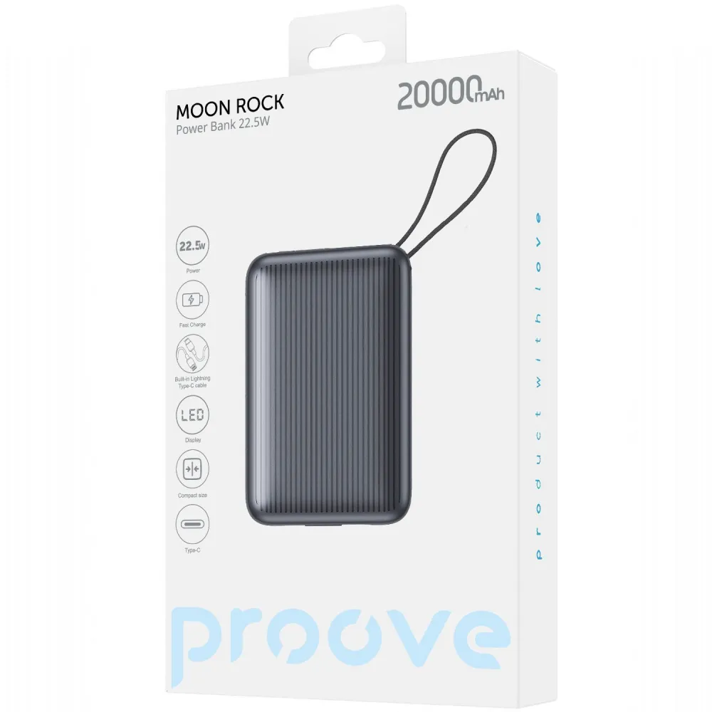 Універсальна мобільна батарея Proove Moon Rock 22.5W 20000mAh Gray (PBM222012105) - мініатюра 2