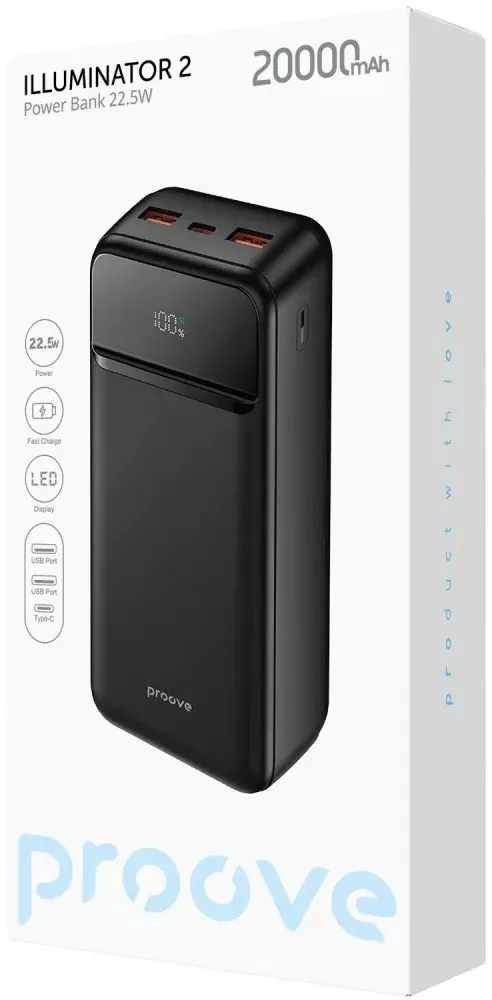 Універсальна мобільна батарея Proove Illuminator 2 22.5W 20000mAh Black (PBIP20212201) - мініатюра 2