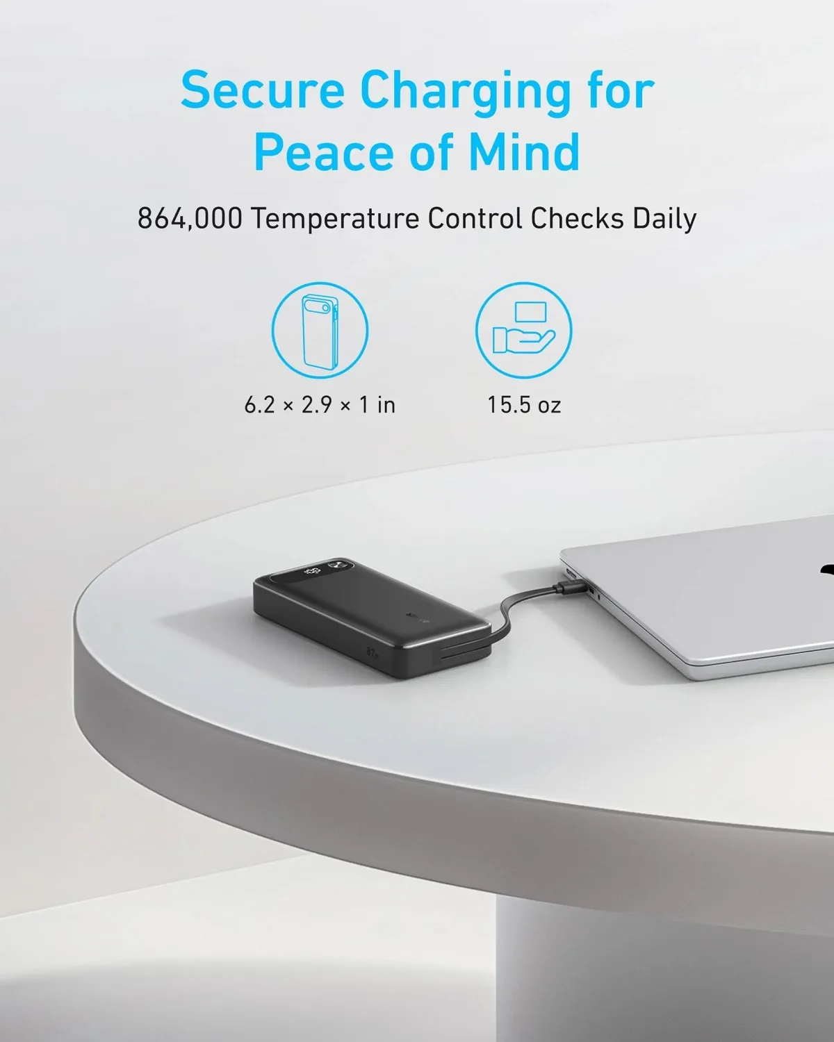 Універсальна мобільна батарея Anker PowerCore 87W 20000mAh Black (A1383H11) - мініатюра 2