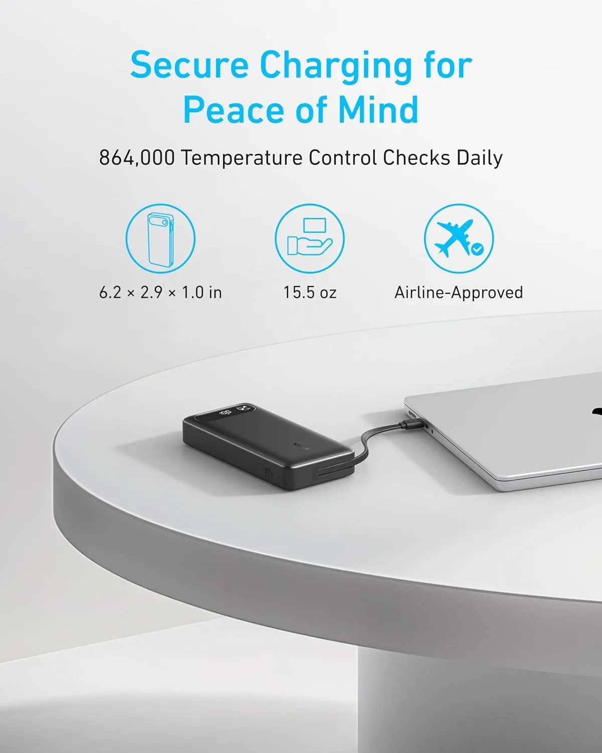 Універсальна мобільна батарея Anker PowerCore 87W 20000mAh Black (A1383H11) - мініатюра 6