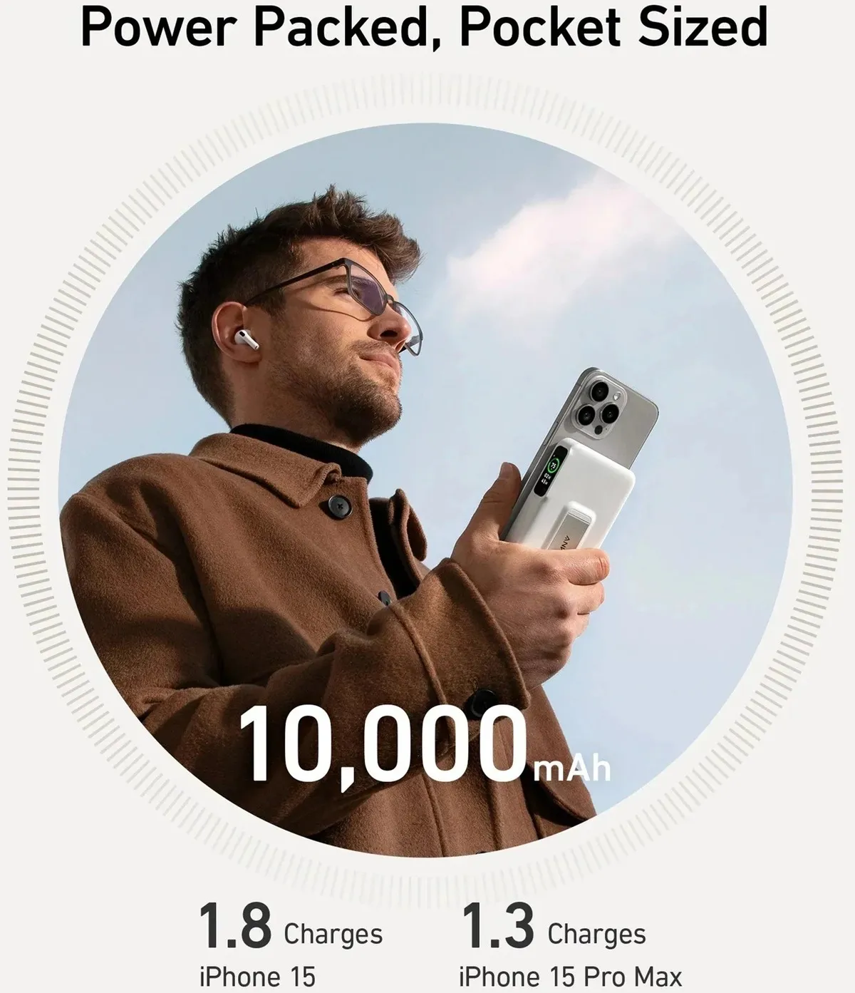 Універсальна мобільна батарея Anker MagGo 10000mAh 27W White (A1654G21) - мініатюра 6