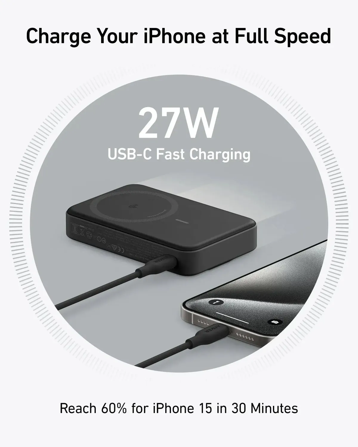 Універсальна мобільна батарея Anker MagGo 10000mAh 27W Black (A1654G11) - мініатюра 3