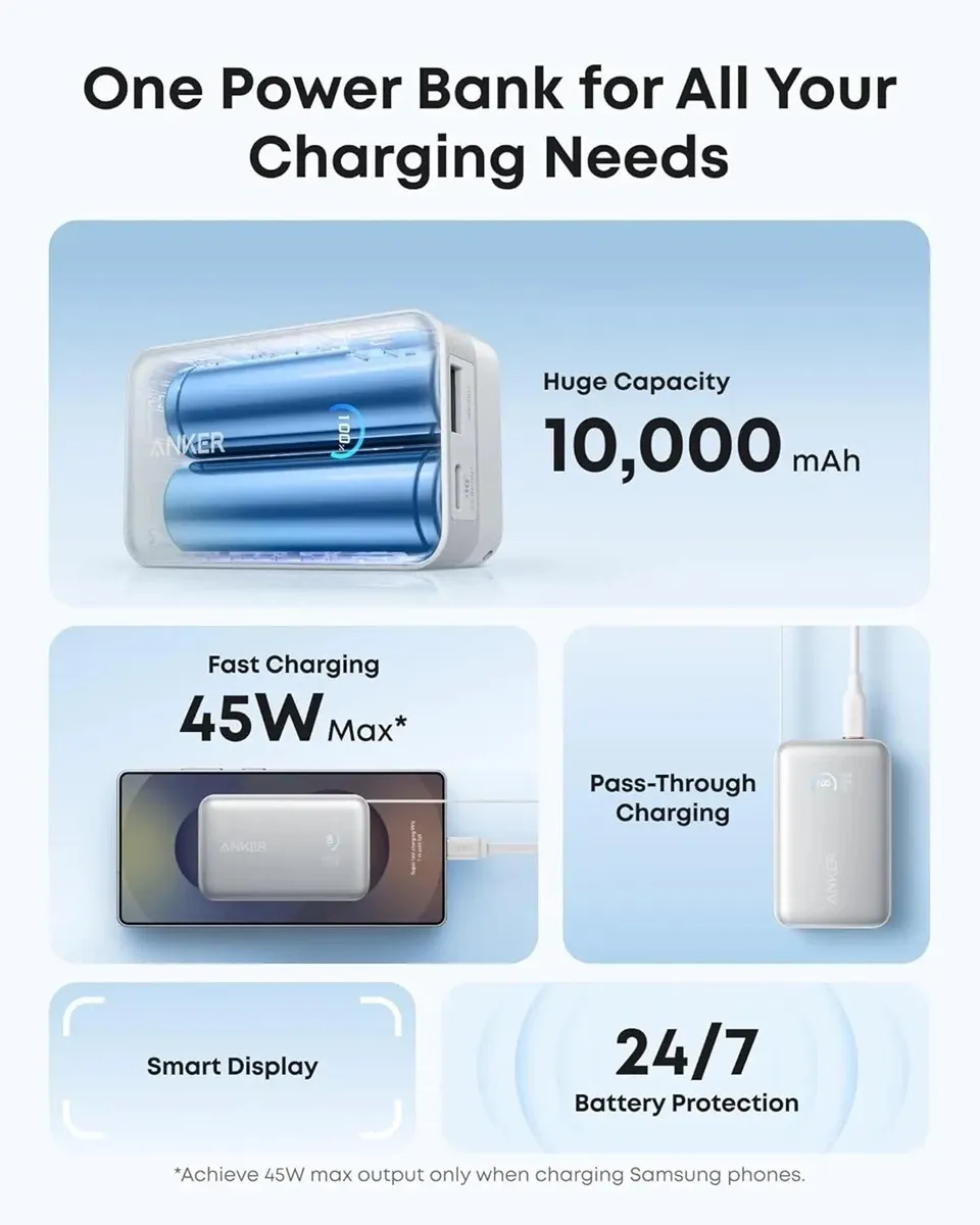 Універсальна мобільна батарея Anker Nano 10000mAh 45W White (A1638H21) - мініатюра 4
