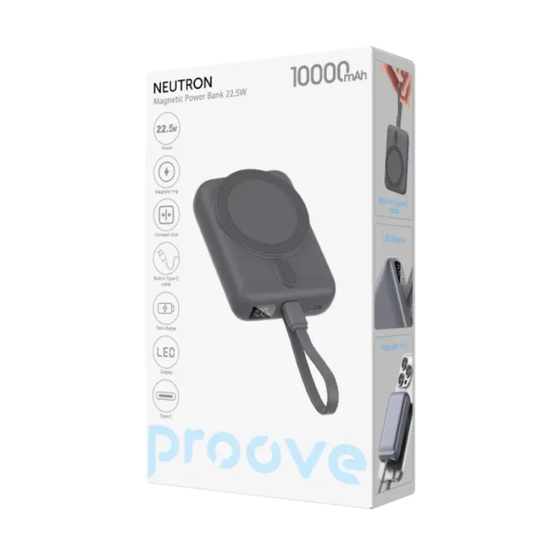 Універсальна мобільна батарея Proove Neutron 22.5W 10000mAh Gray (PBNE22022203) - мініатюра 2