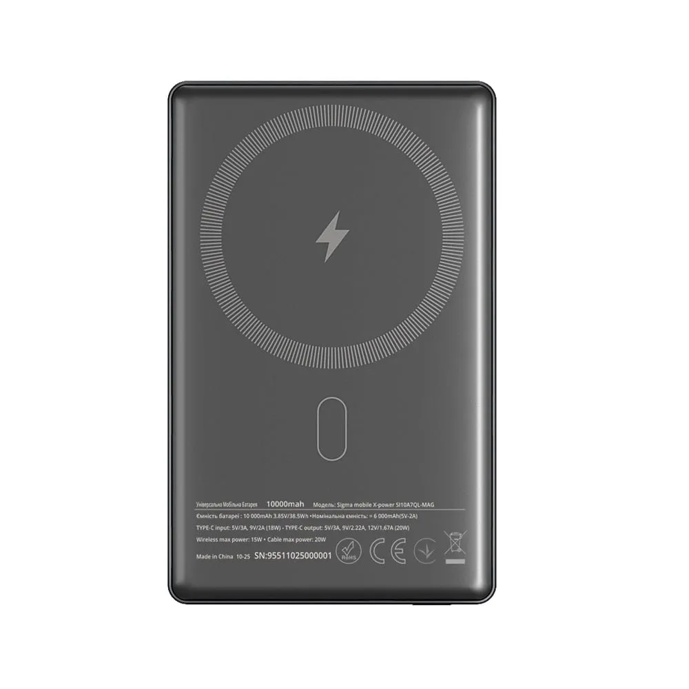 Універсальна мобільна батарея Sigma mobile X-power SI10A7QL-MAG 10000mAh Grey - мініатюра 5