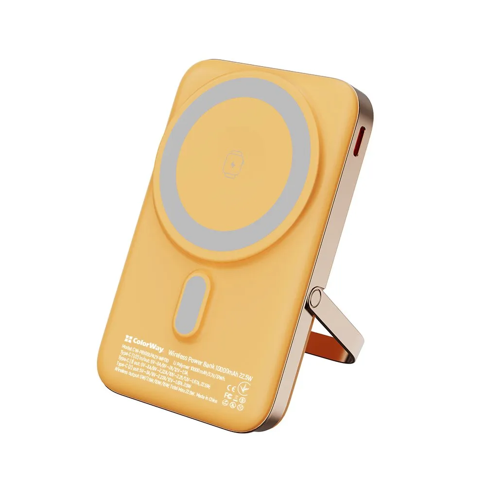 Універсальна мобільна батарея ColorWay 15W MagSafe & Watch Wireless 10000mAh Amber (CW-PB100LPA2Y-WPDD) - мініатюра 4