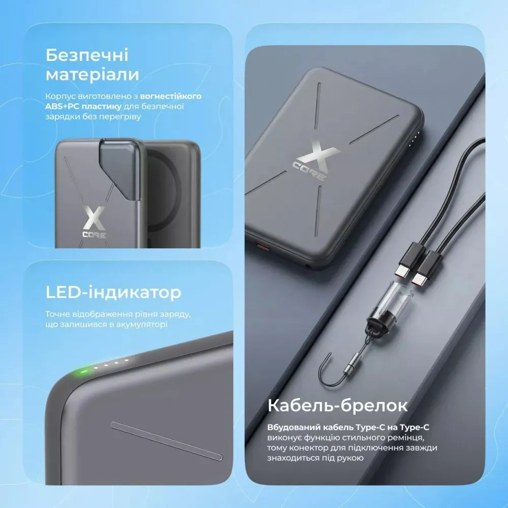 Універсальна мобільна батарея Proove X-Core 20W 5000mAh Gray (PNXC20010003) - мініатюра 11