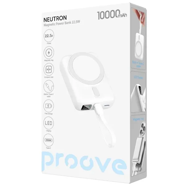Універсальна мобільна батарея Proove Neutron 22.5W 10000mAh Silver/White (PBNE22022206) - мініатюра 4