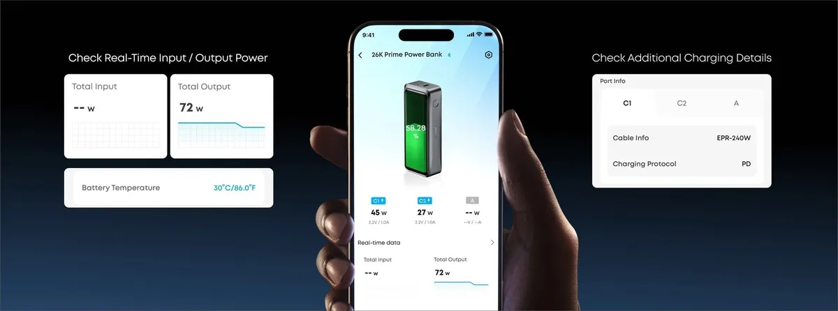 Універсальна мобільна батарея Anker Prime 26000mAh 300W Black (A110AH11) - мініатюра 12