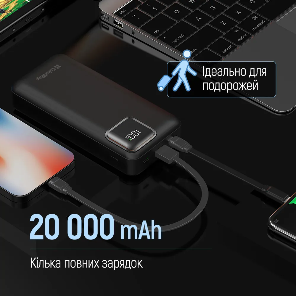 Універсальна мобільна батарея ColorWay Optimal Power 20000mAh Black (CW-PB200LPB5BK-PDD) - мініатюра 8