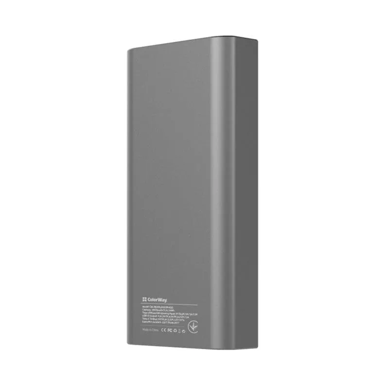 Універсальна мобільна батарея ColorWay 20000mAh Gray (CW-PB200LPH3GR-PDD) - мініатюра 4