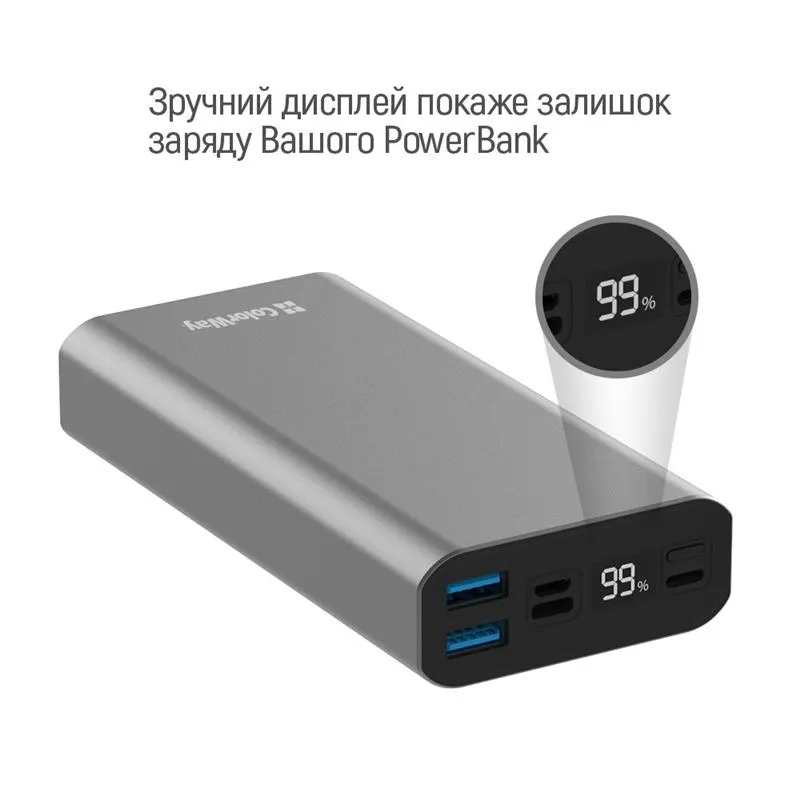 Універсальна мобільна батарея ColorWay 20000mAh Gray (CW-PB200LPH3GR-PDD) - мініатюра 9