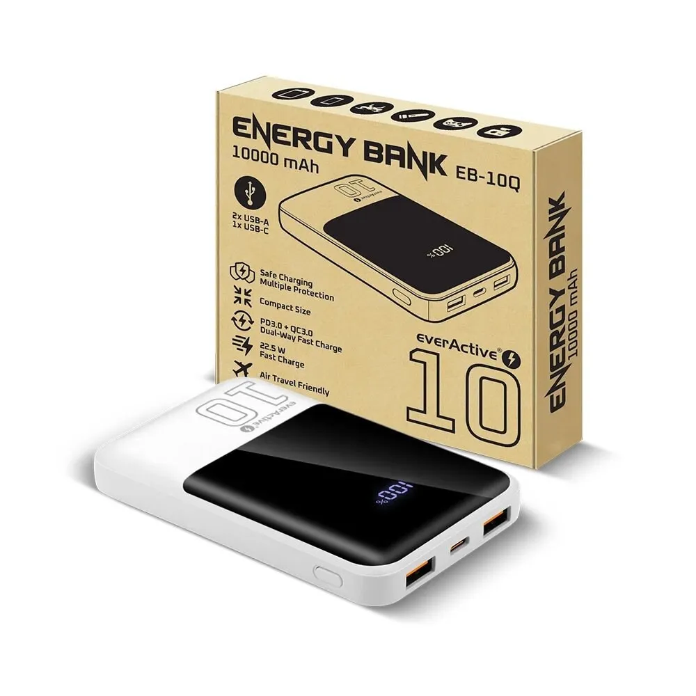 Універсальна мобільна батарея everActive EB-10Q 10000mAh White - зображення 1
