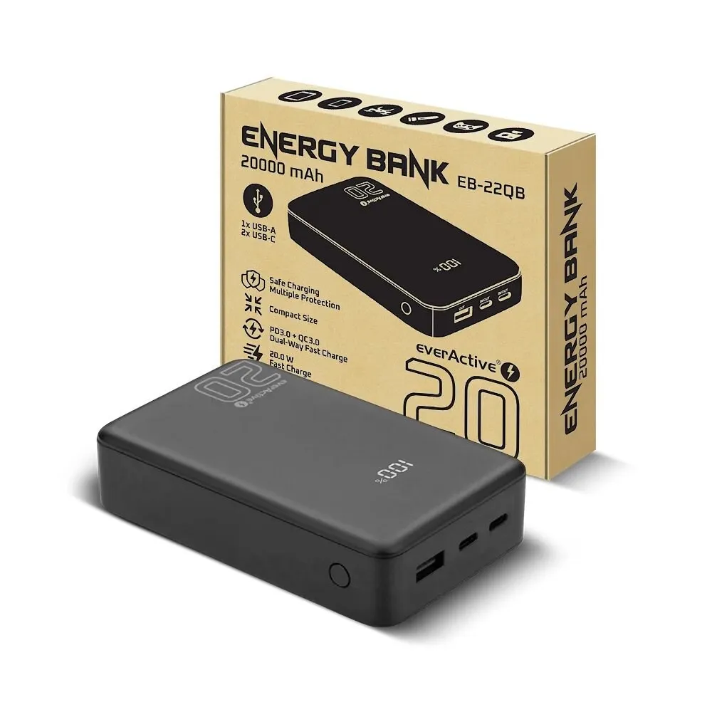 Універсальна мобільна батарея everActive EB-22QB 20000mAh Black - зображення 1