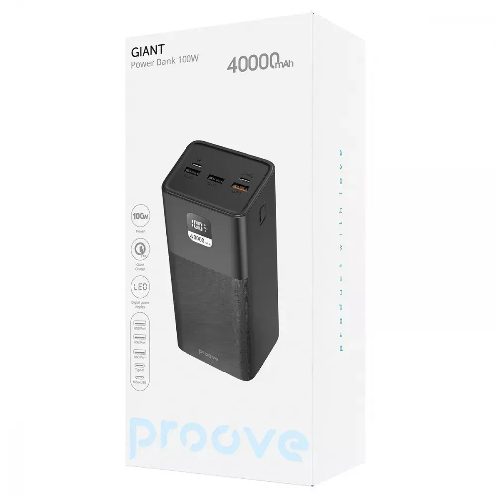 Універсальна мобільна батарея Proove Giant 100W 40000mAh Black (PBGI99320001) - мініатюра 5