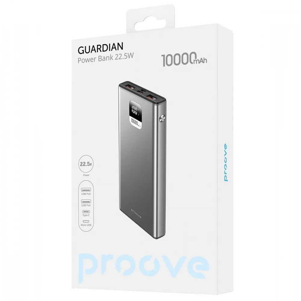 Універсальна мобільна батарея Proove Guardian 22.5W 10000mAh Gray (PBG122210004) - мініатюра 2