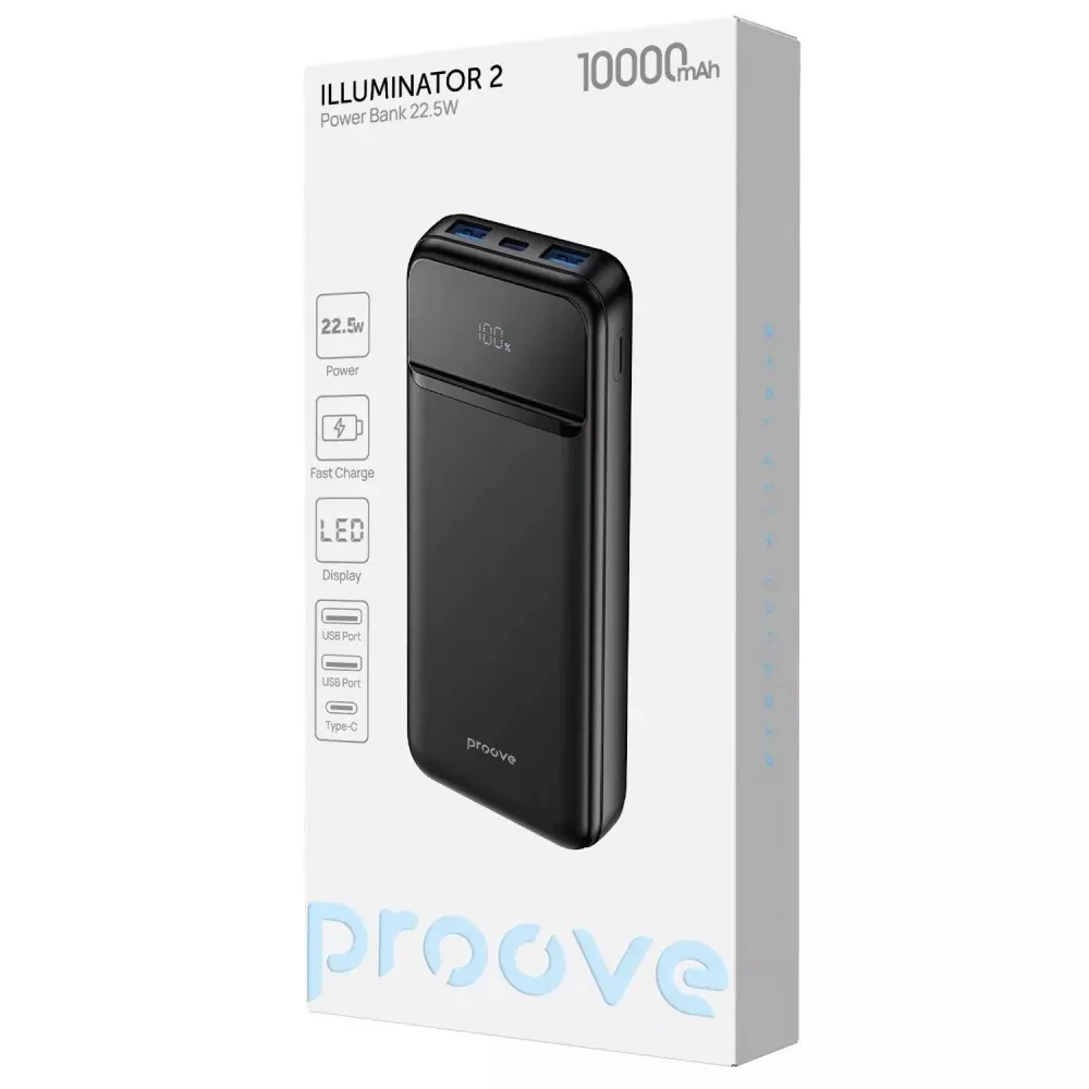 Універсальна мобільна батарея Proove Illuminator 2 22.5W 10000mAh Black (PBIP10212201) - мініатюра 2
