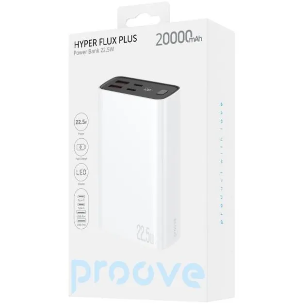 Універсальна мобільна батарея Proove Hyper Flux Plus 22.5W 20000mAh White (PBF222120002) - мініатюра 2