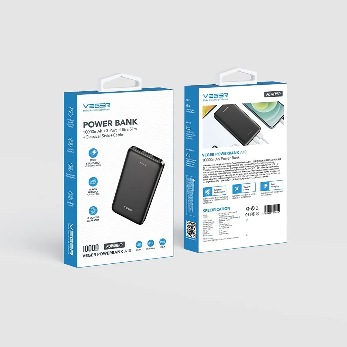 Універсальна мобільна батарея Veger W1065 10000mAh (W1065.black) - мініатюра 6