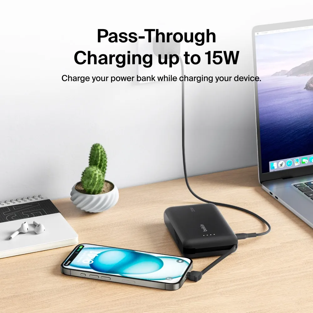 Універсальна мобільна батарея Belkin Power Bank 10000mAh 20W Black (BPB021HQBK) - мініатюра 10