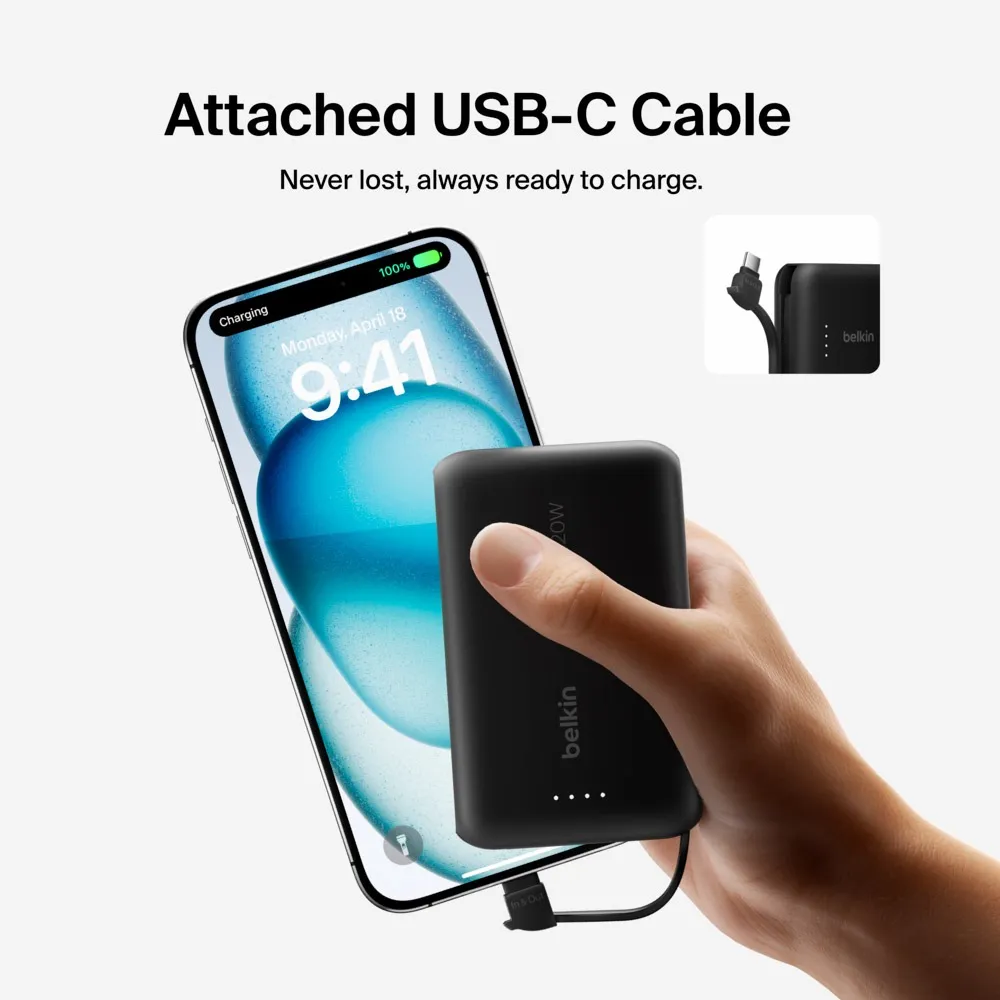 Універсальна мобільна батарея Belkin Power Bank 10000mAh 20W Black (BPB021HQBK) - мініатюра 11