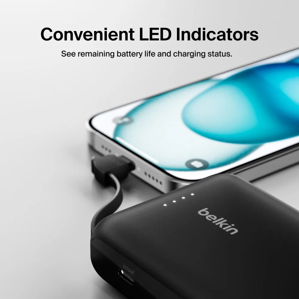 Універсальна мобільна батарея Belkin Power Bank 10000mAh 20W Black (BPB021HQBK) - мініатюра 7