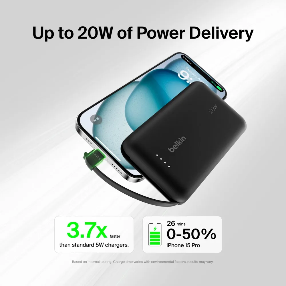 Універсальна мобільна батарея Belkin Power Bank 10000mAh 20W Black (BPB021HQBK) - мініатюра 9