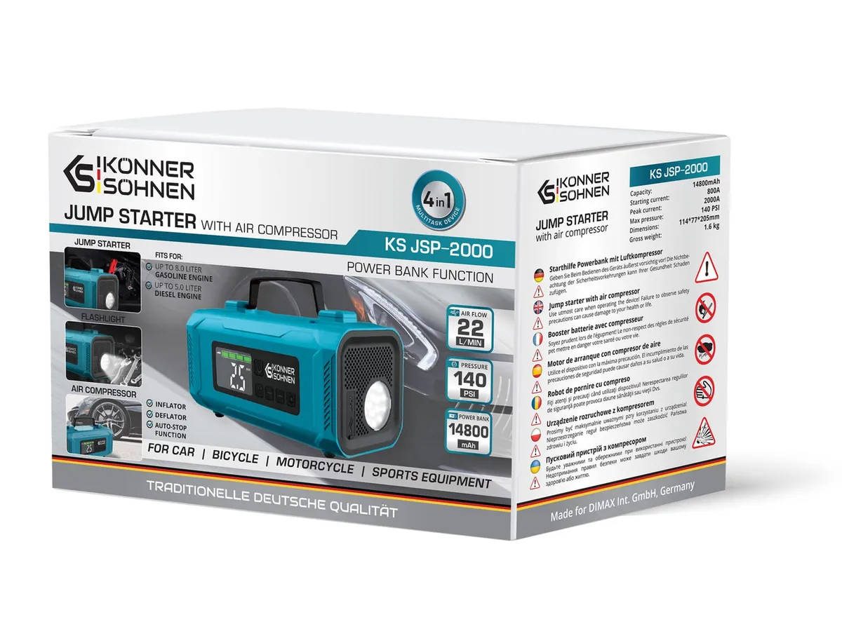 Пусковий пристрій для автомобілів Konner&Sohnen KS JSP-2000 14800 mAh - мініатюра 6