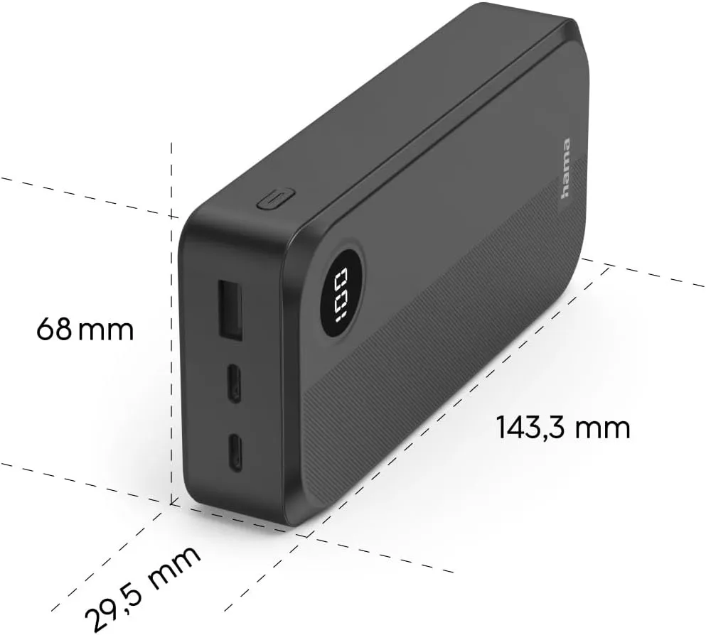 Універсальна мобільна батарея Hama 20000mAh 15W Black (00201755) - зображення 1