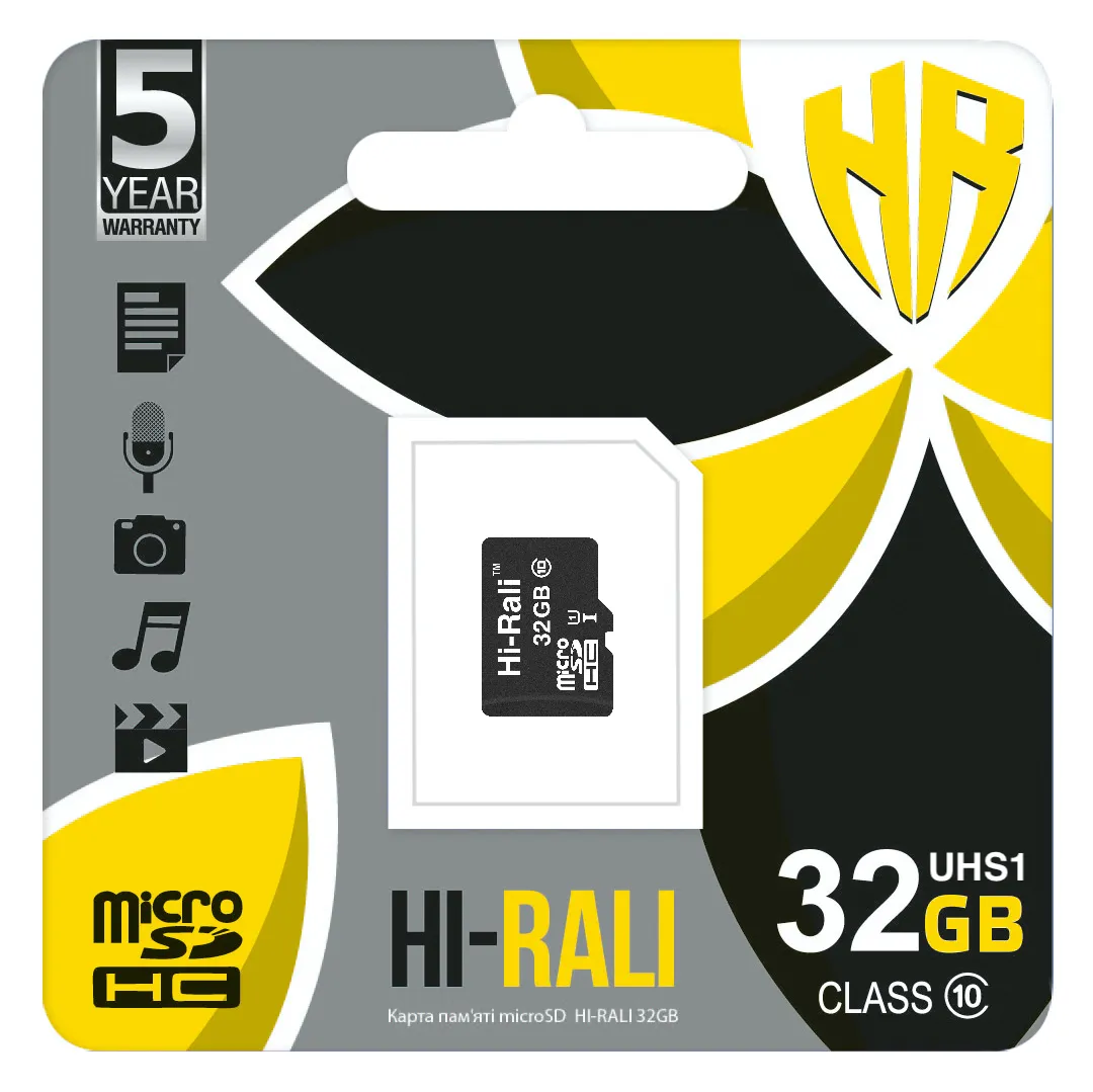 Карта пам`ятi MicroSDHC 32GB UHS-I Class 10 Hi-Rali (HI-32GBSD10U1-00) - мініатюра 2