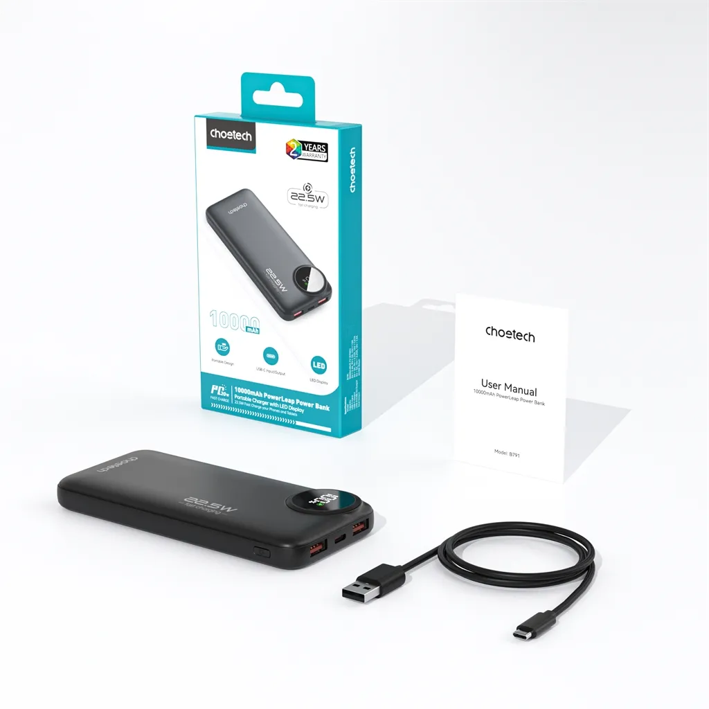 Універсальна мобільна батарея Choetech B791 10000mAh 22.5W Black - мініатюра 4