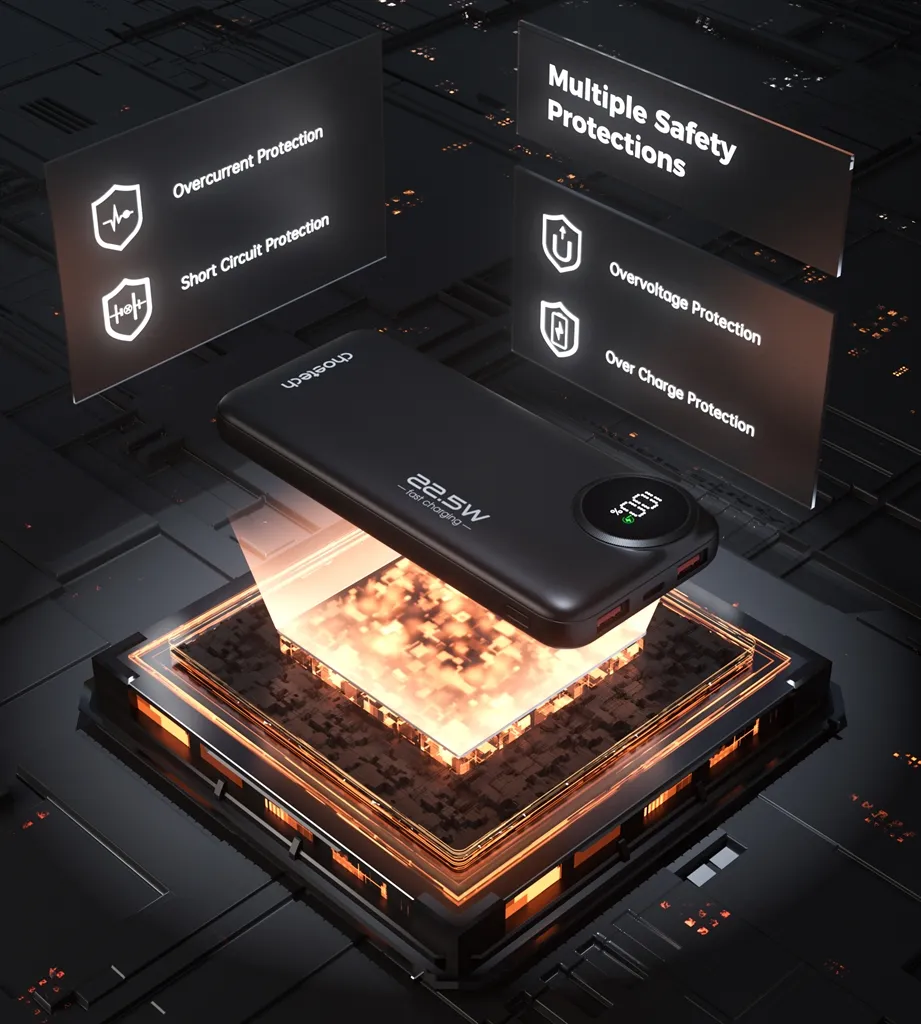 Універсальна мобільна батарея Choetech B791 10000mAh 22.5W Black - мініатюра 7