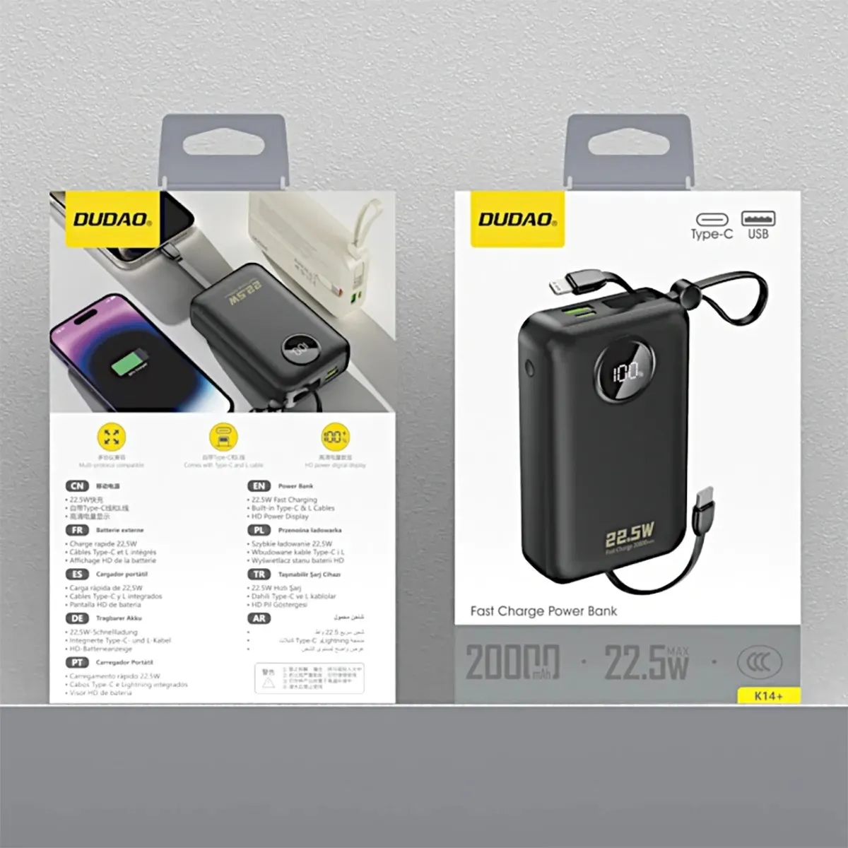 Універсальна мобільна батарея Dudao K14+ 20000mAh 22.5W Black (6977196680016) - мініатюра 4