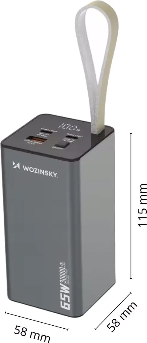Універсальна мобільна батарея Wozinsky K65+ 30000 65W Gray (5907769364457) - мініатюра 8