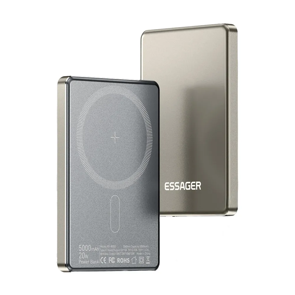 Універсальна мобільна батарея Essager Cross-Border 5000mAh 20W Magsafe/PD/QC3.0 Grey (EDY5K-YJ0A-Z) - мініатюра 2