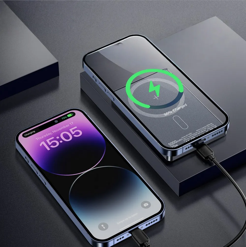 Універсальна мобільна батарея Essager Cross-Border 5000mAh 20W Magsafe/PD/QC3.0 Grey (EDY5K-YJ0A-Z) - мініатюра 6