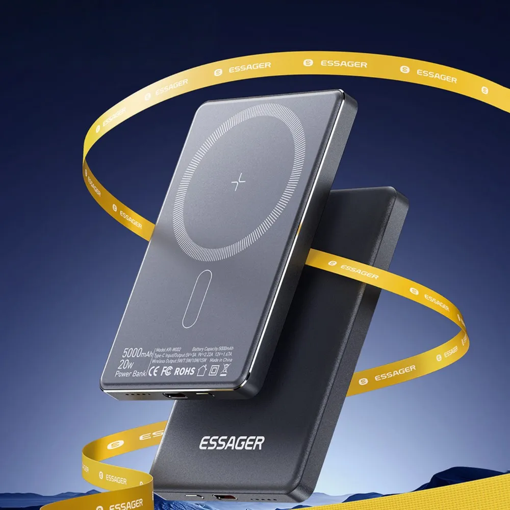 Універсальна мобільна батарея Essager Cross-Border 5000mAh 20W Magsafe/PD/QC3.0 Grey (EDY5K-YJ0A-Z) - мініатюра 8