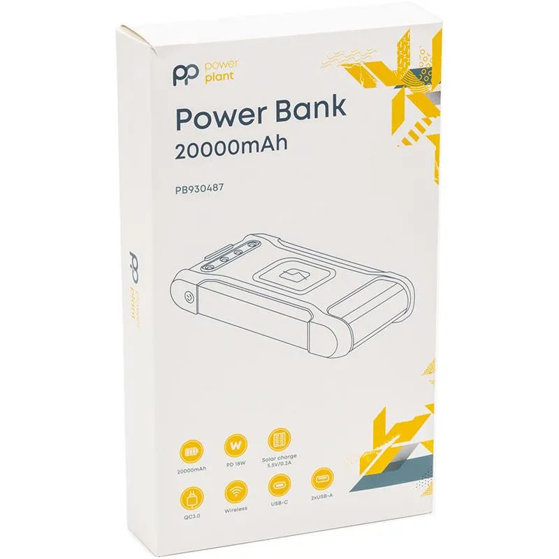 Універсальна мобільна батарея PowerPlant 20000mAh, Wireless, Solar panel (PB930487) - мініатюра 6
