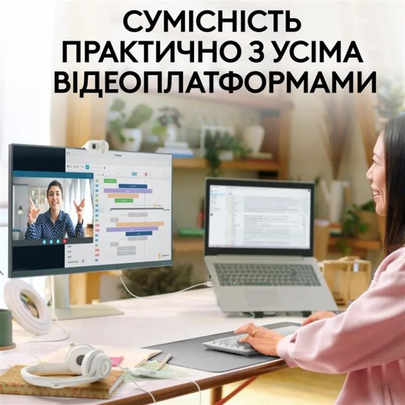 Веб-камера Logitech Brio 100 Off White (960-001617) - мініатюра 5