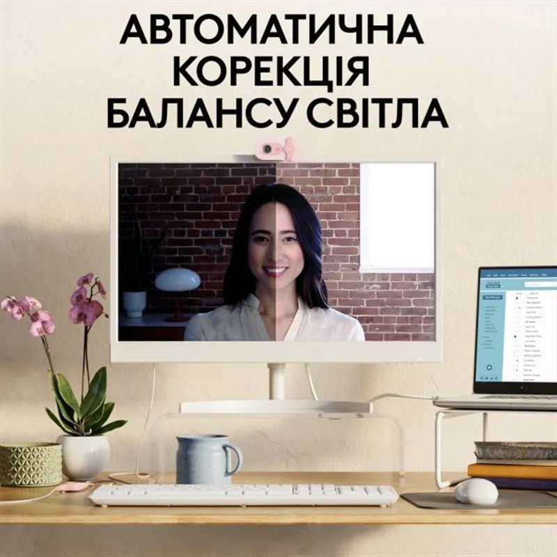 Веб-камера Logitech Brio 100 Rose (960-001623) - мініатюра 2